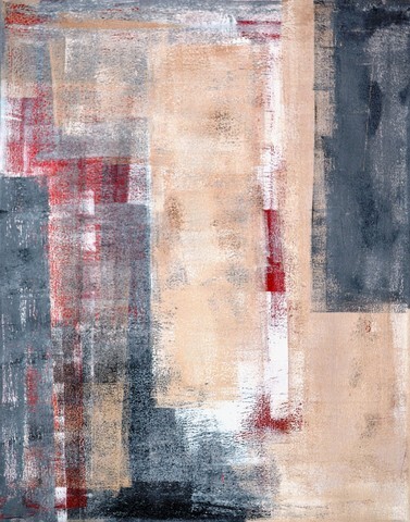 Beige, Grey and Red Abstract Art Painting